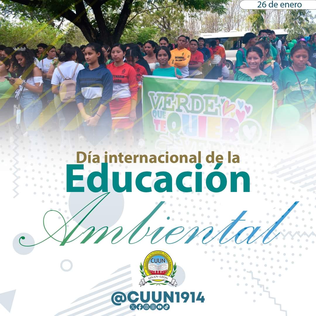 #26deEnero // Saludamos con amor y compromiso
el Día Internacional de la Educación Ambiental.

#verdequetequieroverde
#4519LapatriaLaRevolución
#CUUN1914