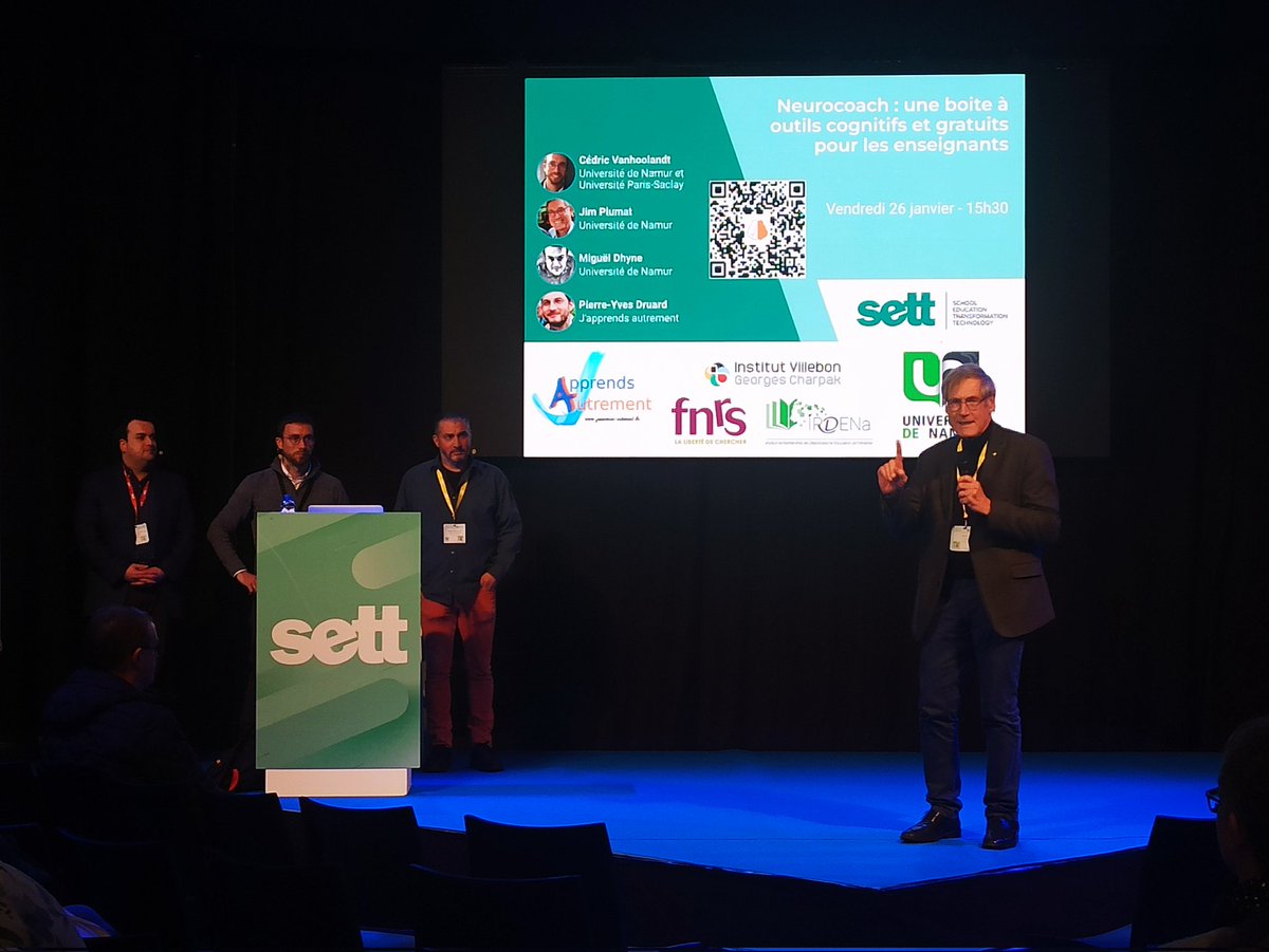 HenryJulie's tweet photo. Présentation de l'application #neurocoach, développée dans le cadre du doctorat de Cédric Vanhoolandt sous la direction de Jim Plumat @UNamur - une boîte à outils cognitifs pour les enseignants #sett2024 https://t.co/97tVjreYzp