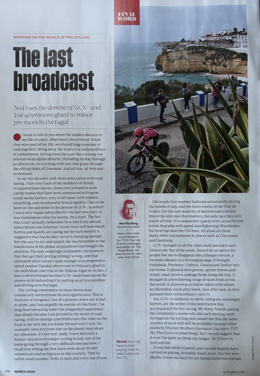 Horrible repetition in opening paragraph (sorry). But the sentiment in my latest ⁦<a href="/cyclingplus/">Cycling Plus</a>⁩ column still holds.