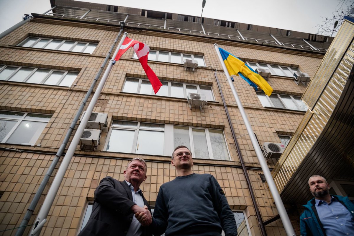 DmytroKuleba's tweet photo. Together with my colleague and a true friend of Ukraine @larsloekke we officially opened a Danish Embassy office in Mykolaiv.

More Danish presence on the ground means more cooperation, Danish investments in Ukraine, and people-to-people contacts.

I am grateful to Denmark for leading the way on recovery and forging a unique bond with Mykolaiv, its region, and its people.

Ukrainians and Danes share a great multi-centennial history of ties and an even greater future together in a strong and united Europe.