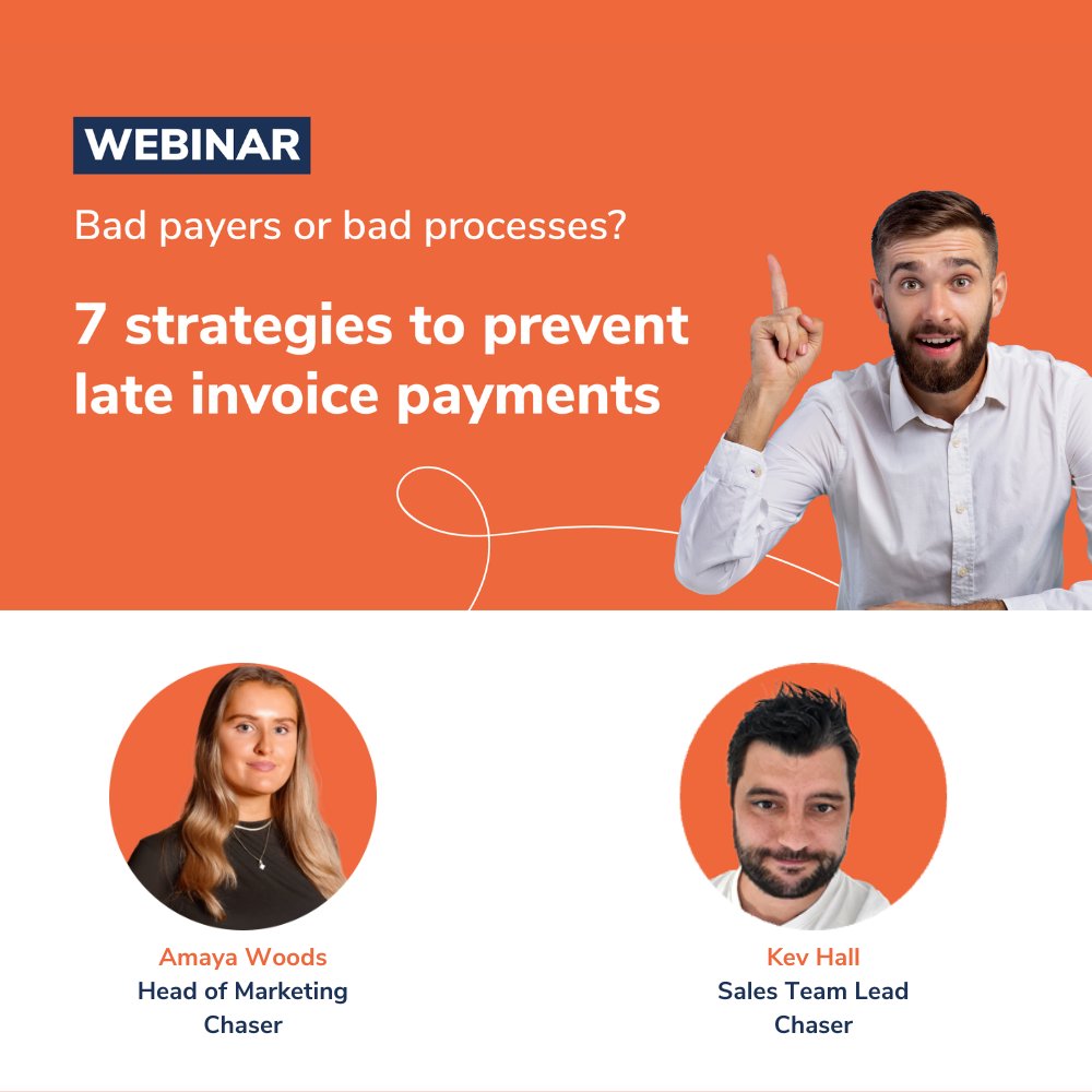 Chaser_Amaya's tweet photo. Is it bad payers, or is it bad processes? 🤷‍♀️

Join me and @Chaser_Kev next week to learn 7 simple process changes you can make to help...

🙅‍♀️ Stop late payments in their tracks
⏳ Reduce days sales outstanding
💸 ...and improve cash flow

https://t.co/h5Nuvnr3MC https://t.co/CdoIvzSN88