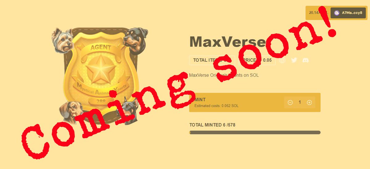⏳Only 6 days left... it might seem like a lot of time, but be careful, they fly by, and you might be left out.
 📆 #TimeIsTicking #MaxVerse #NFT#Solana #SOL #Minting