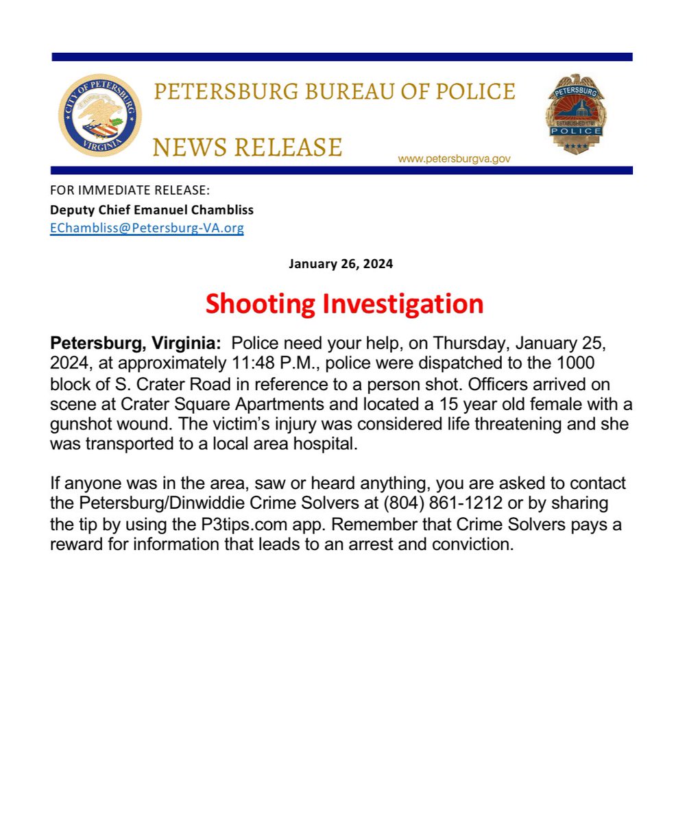 Petersburg Police tweet media