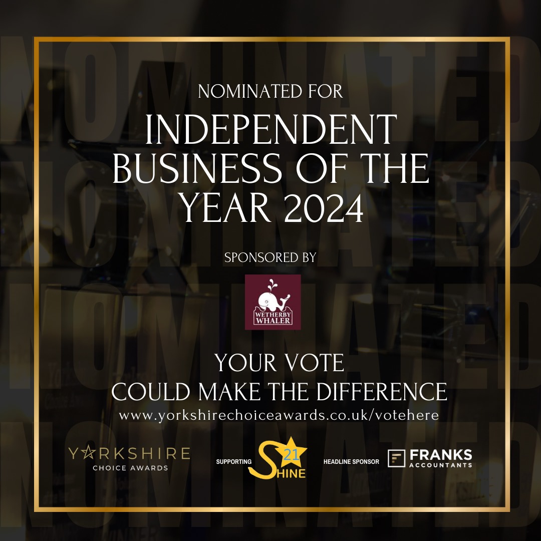 EXCITING NEWS!!!!

We are over the moon to have been nominated for 'Independent Business of the Year' in the @yorkshirechoice Awards!

We need your help though! Please visit yorkshirechoiceawards.co.uk/votehere and vote for us.

Thank you!

#YCA2024 #YorkshireChoiceAwards #IndependentBusiness
