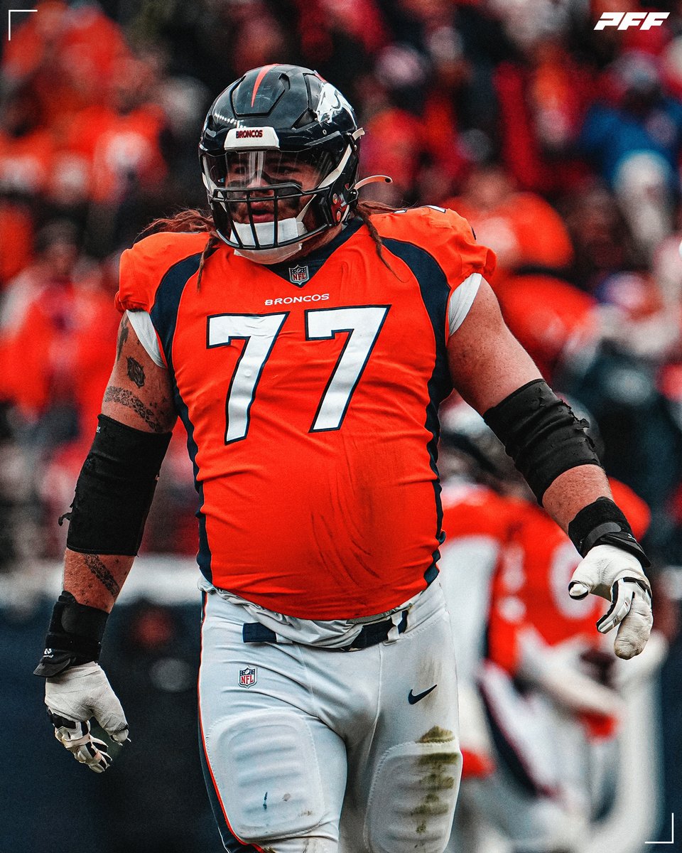 PFF_Broncos's tweet photo. The Denver Broncos' secret superstar of the 2023 season: Quinn Meinerz

83.8 PFF grade (3rd among all Guards)
88.8 PFF run-blocking grade (tied-1st)

💥 https://t.co/rYj4jjQMfG