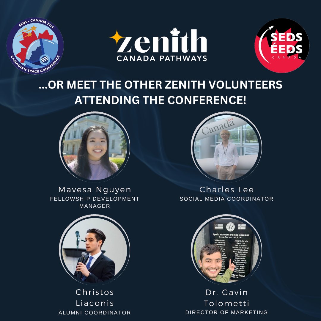 Zenith Canada Pathways Foundation (@zenithpathways) on Twitter photo 🌟 Come chat with Zenith volunteer during the Canadian Space Conference hosted by <a href="/sedscanada/">SEDS-ÉEDS Canada</a> 💫
Stay tuned for more fellowship updates coming up - in the meantime, we hope to see you all at CSC this weekend! 🌟 Come chat with Zenith volunteer during the Canadian Space Conference hosted by <a href="/sedscanada/">SEDS-ÉEDS Canada</a> 💫
Stay tuned for more fellowship updates coming up - in the meantime, we hope to see you all at CSC this weekend!