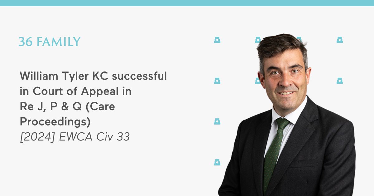 36Family (@familylawteam) on Twitter photo Today, the Court of Appeal delivered a significant judgment in a case about the applicability of criminal law principles in family law cases. <a href="/WilliamTyler9/">Will Tyler KC</a> led the successful LA team, with valuable support from Giles Bain of <a href="/NewCourtFamily/">New Court Chambers</a>.
Read more: 36group.co.uk/article/court-… Today, the Court of Appeal delivered a significant judgment in a case about the applicability of criminal law principles in family law cases. <a href="/WilliamTyler9/">Will Tyler KC</a> led the successful LA team, with valuable support from Giles Bain of <a href="/NewCourtFamily/">New Court Chambers</a>.
Read more: 36group.co.uk/article/court-…