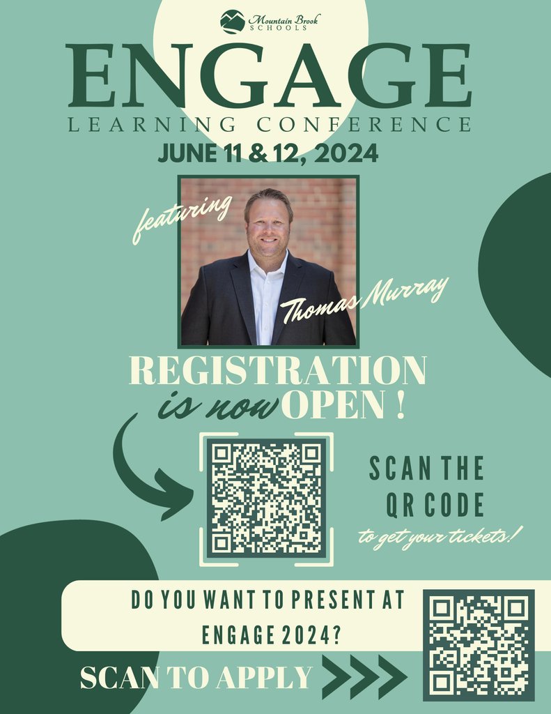 Educators 📣: this is a FREE high-quality PL experience, designed BY educators FOR educators. Join me in June for @mtnbrookschools Engage Learning Conference! I'm thrilled to be a keynote speaker alongside @bryanrgoodwin! Info and registration: eventbrite.com/e/engage-a-lea…