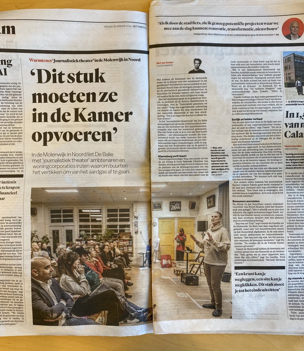 Mooi stuk in het Parool vandaag over de voorstelling van onze onderzoeksredactie Live Journalism nav hun onderzoek over de energietransitie in Amsterdam. De bevindingen werden ook besproken in de Amsterdamse gemeenteraad afgelopen woensdag.