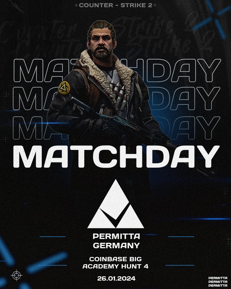 Permittaesports's tweet photo. It's Tournament Time!

Today at 19:00 CET, our Permitta Germany team is diving into the action at the Coinbase BIG Academy Hunt 4! 

We wish our team the best of luck! 

#GOPERMITTA
---------------------------------------------------
#Matchday #CounterStrike #CS2 #Tournament https://t.co/cyoNs5cxPJ