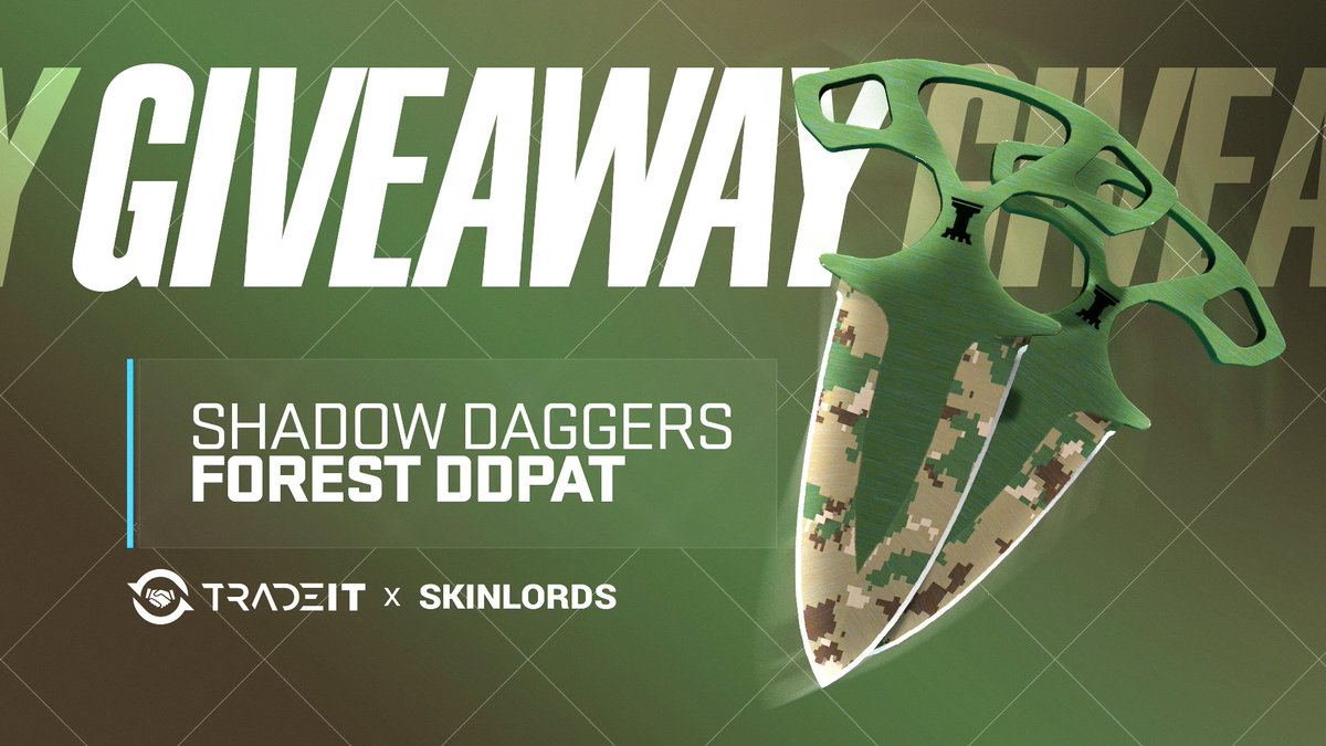 SkinLords's tweet photo. Shadow Daggers Forest DDPAT 🎁 CS2 Skin Giveaway!

✅ To enter:
- Follow us and @tradeit_gg 
- Repost and Tag a friend

Ends in four days! Best of luck! https://t.co/mdKANndRIy
