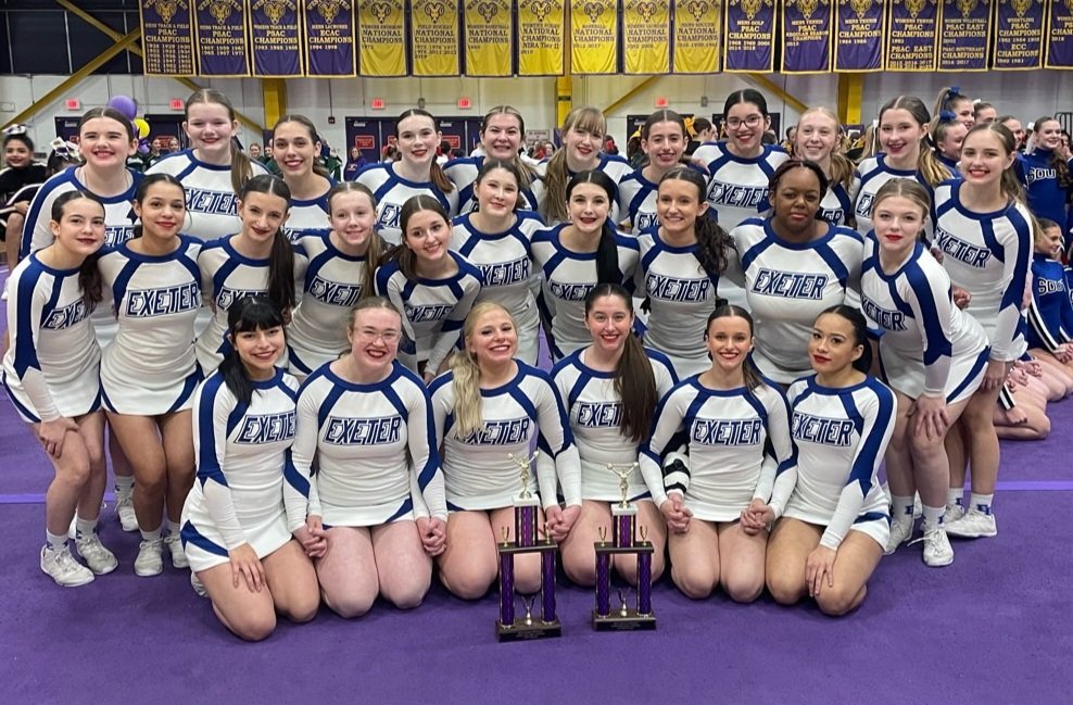 AnnCaccese's tweet photo. Our Exeter Cheerleaders are headed to States today. Good Luck Ladies! We are so proud of you! https://t.co/yMiOU1hZoG
