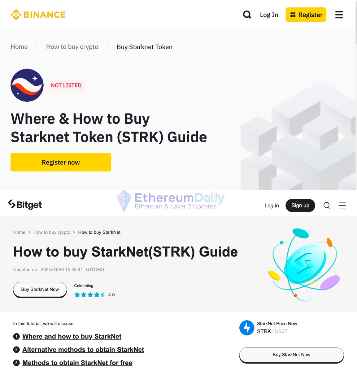 STRK is so close🪂🔜 #Binance and #Bitget are getting their users ready for  the upcoming listing of $STRK 👀 Where & How to Buy Starknet Token (STRK)  Guide: 🔗https://t.co/gC6paWaOyv How to buy