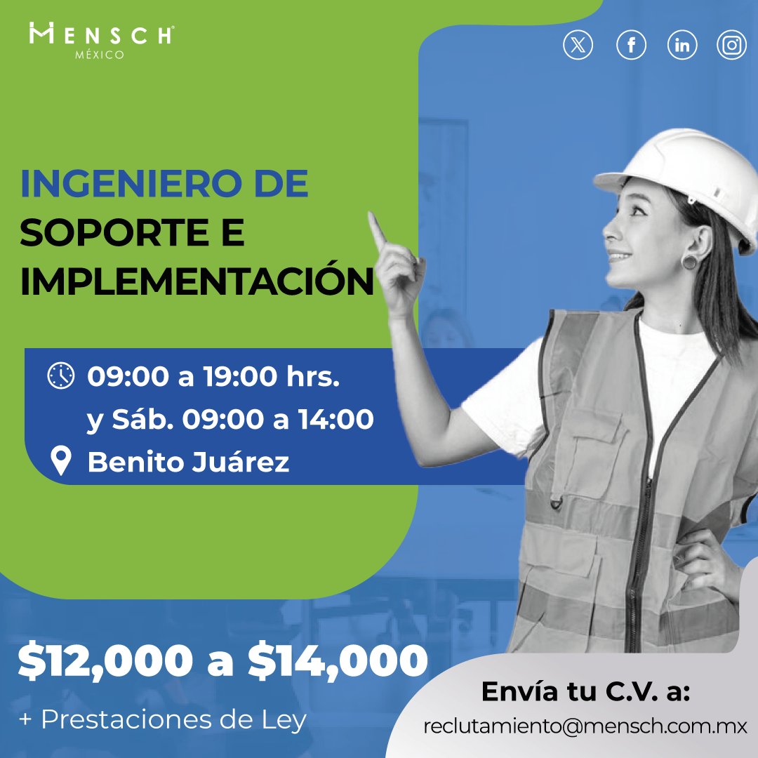 menschmx's tweet photo. ¿Buscas empleo? 📷📷 ¡Una gran oportunidad te está esperando! 📷📷 #Empleo #Trabajo #OportunidadLaboral #vacantes https://t.co/ImHAFK5nCb