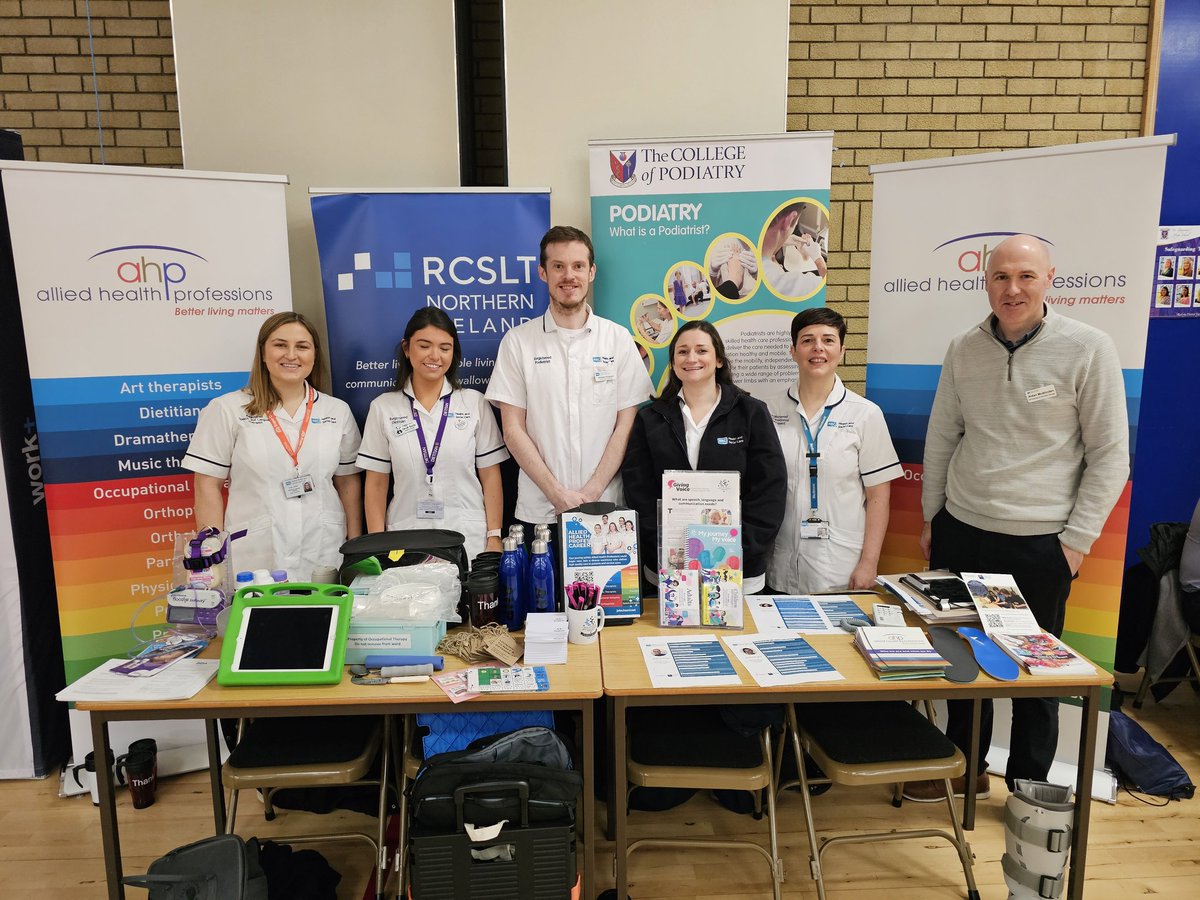 physiobk's tweet photo. A great day at the West Belfast Careers Convention showcasing Allied Health Professions to the workforce of the future @_stgens @BelfastTrust @shannaragh @aidanmcalinden #AHP - First event for the BHSCT AHP Recruitment &amp; Attraction Group https://t.co/QdtJ5aLBbh