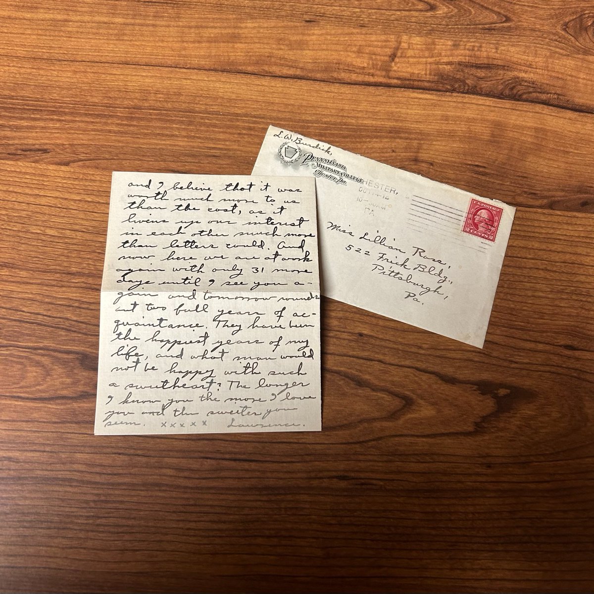 Widener U. Archives (@widenerarchives) on Twitter photo A recent donation is a loving letter from former PMC Professor of Modern Languages, Lawrence Burdick, to his sweetheart, Lillian Ross, dated 1914 ❤️ A recent donation is a loving letter from former PMC Professor of Modern Languages, Lawrence Burdick, to his sweetheart, Lillian Ross, dated 1914 ❤️