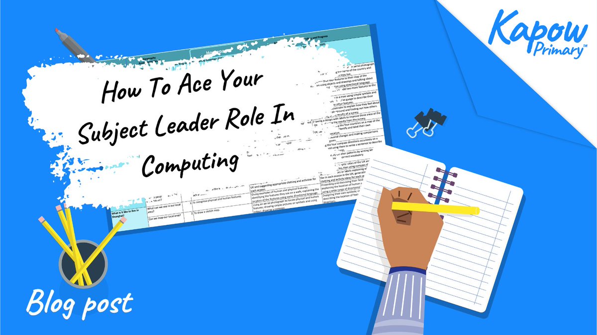 Kapow Primary (@kapowprimary) on Twitter photo Are you the #PrimaryComputing subject leader?
This blog post, written by subject specialist <a href="/WeatheredMan/">WeatheredMan Music</a>, includes:
🖥️ NC coverage
🖥️ Staff confidence
🖥️ Monitoring & assessment
🖥️ Online safety
🖥️ Deep dives
Read it here:ow.ly/i1Sb50QrgMr
#edutwitter #Educhat Are you the #PrimaryComputing subject leader?
This blog post, written by subject specialist <a href="/WeatheredMan/">WeatheredMan Music</a>, includes:
🖥️ NC coverage
🖥️ Staff confidence
🖥️ Monitoring & assessment
🖥️ Online safety
🖥️ Deep dives
Read it here:ow.ly/i1Sb50QrgMr
#edutwitter #Educhat