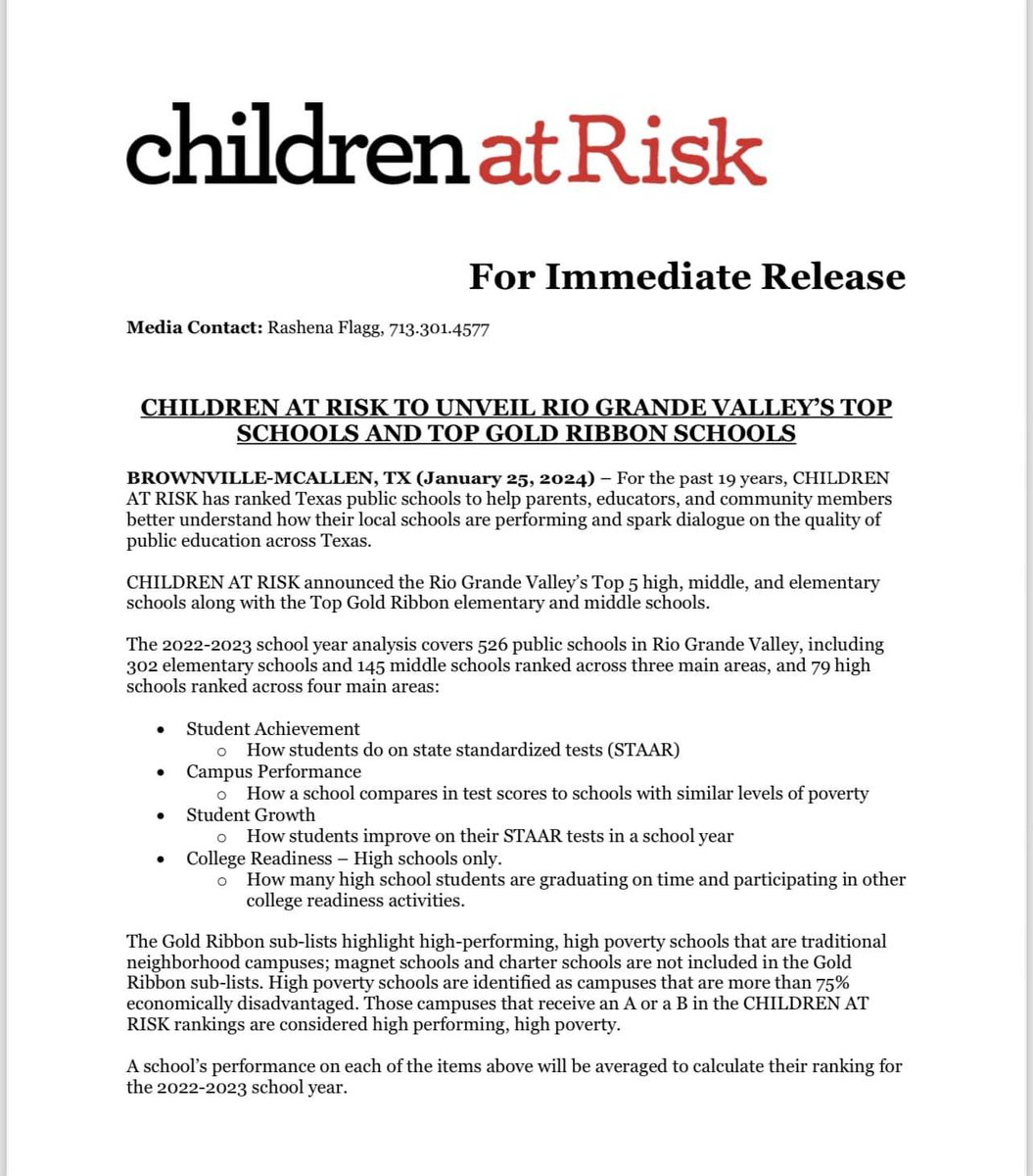BrownsvilleISD's tweet photo. Children At Risk has designated Brownsville Early College High School as the #1 high school in the RGV! This great honor is an affirmation of the time and dedication utilized to achieve academic excellence.
#bechs #BISD #bestchoice https://t.co/n9DblHepVX