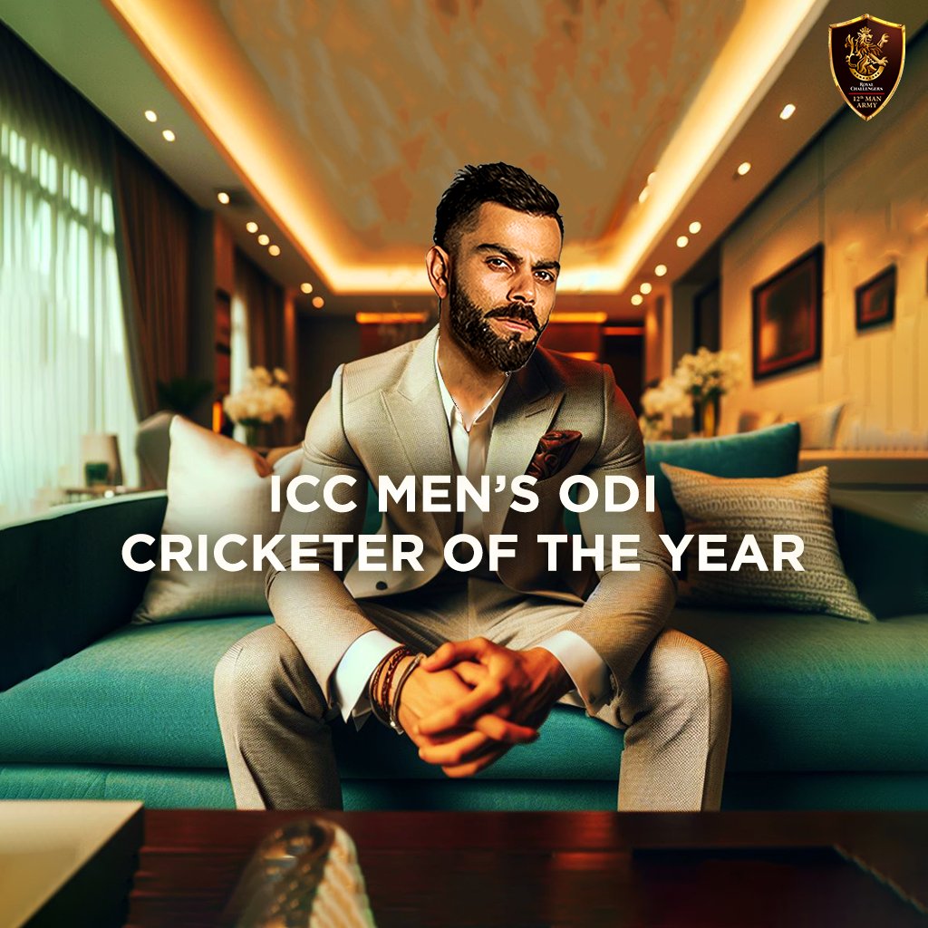 Suit up & show up 👔🎖️ The King @imVkohli now holds 4️⃣ ODI Cricketer of the Year awards 👑🤩💯 #RCB12thManArmy #RCB #ViratKohli #KingKohli #iccawards #CricketTwitter