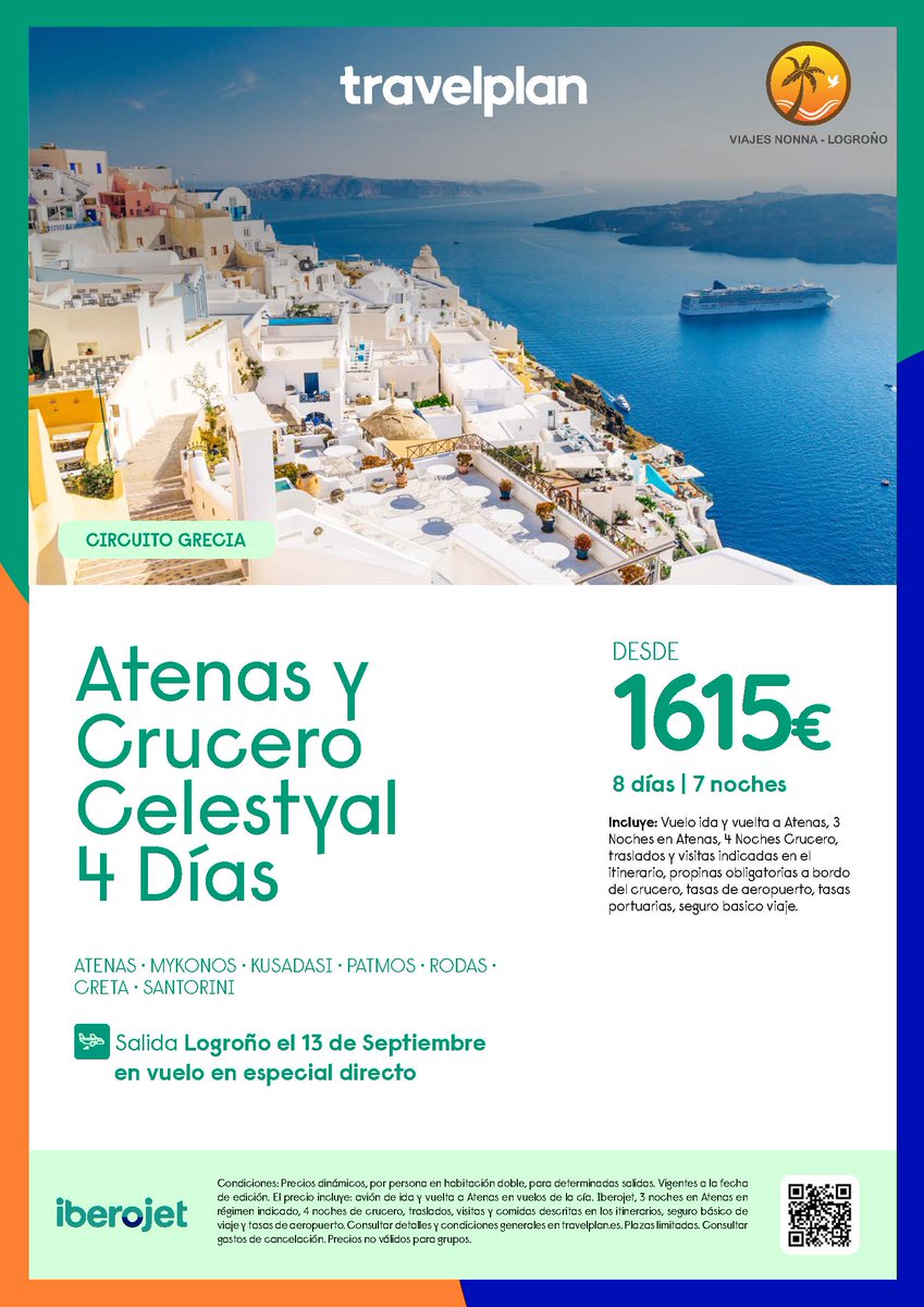 ViajesNonna's tweet photo. Novedad! El próximo 13 de septiembre tendremos la ocasión de viajar a Grecia en vuelo directo desde nuestro aeropuerto de Logroño. Podrás visitar Atenas, descubrir la Grecia Clásica o navegar en un crucero por las Islas Griegas...desde hoy a la venta en Viajes Nonna
@AeroRJL https://t.co/DLxlXVyUKi