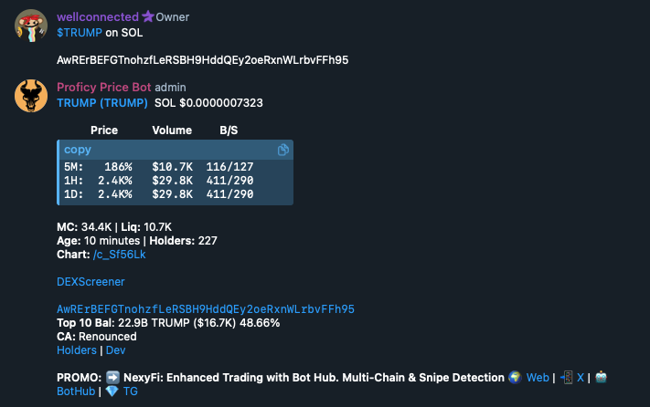 wellconnctd's tweet photo. 300x in less than 12 hours on $TRUMP, live from the lab.. best TG in the game but you wouldnt believe it 🧪💹🔥 https://t.co/Qt6pYp2lRG