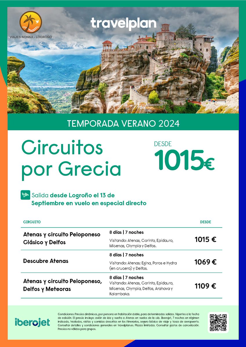 ViajesNonna's tweet photo. Novedad! El próximo 13 de septiembre tendremos la ocasión de viajar a Grecia en vuelo directo desde nuestro aeropuerto de Logroño. Podrás visitar Atenas, descubrir la Grecia Clásica o navegar en un crucero por las Islas Griegas...desde hoy a la venta en Viajes Nonna
@AeroRJL https://t.co/DLxlXVyUKi