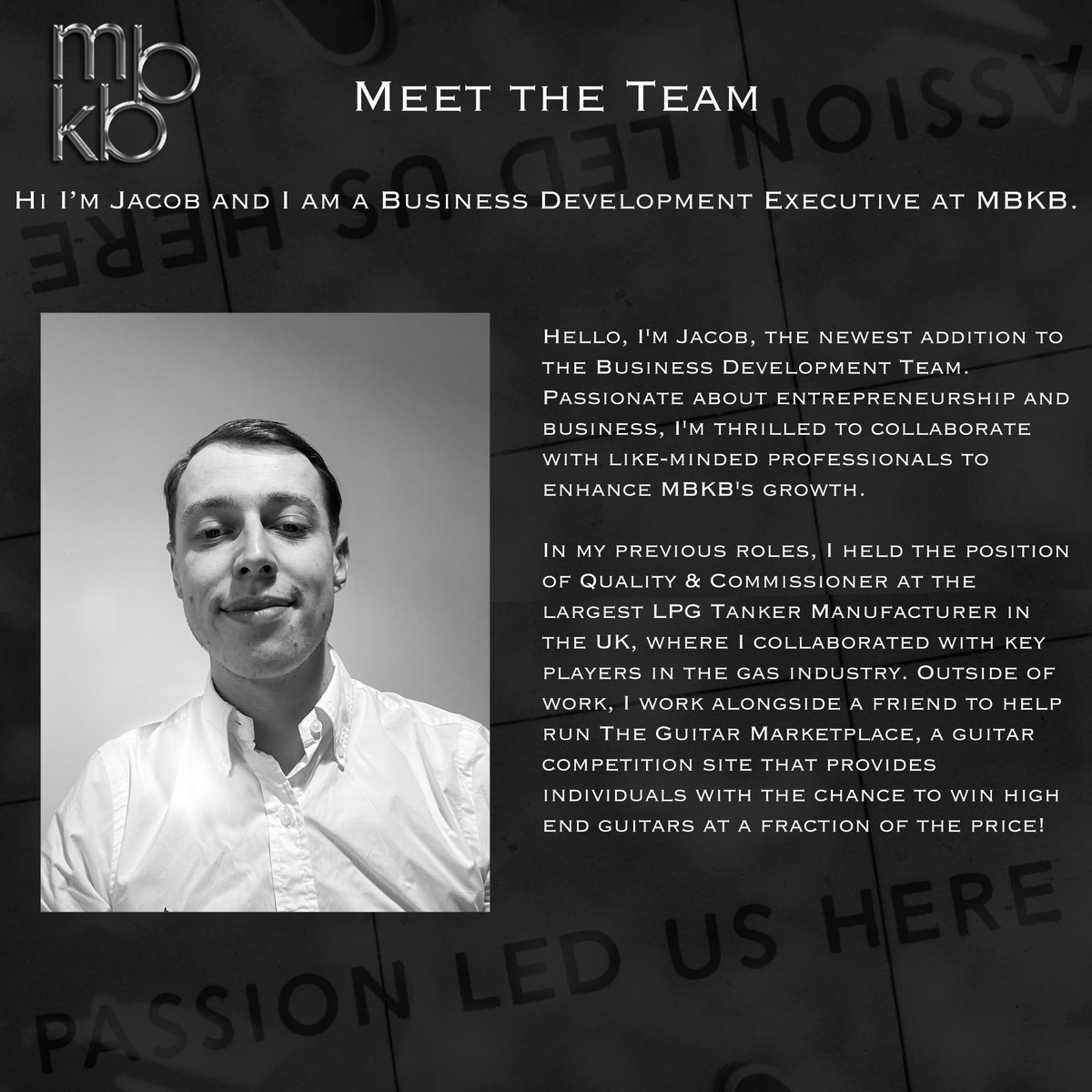 Continuing our Meet The Team series we are delighted to feature one of our Business Development Executives, Jacob Putt!

#MBKB #MBKBTraining #OfstedOutstandingTrainingProvider #ApprenticeshipTrainingProvider #MBKBTeam #MeetTheTeam #Apprenticeships #BusinessDevelopmentExecutive