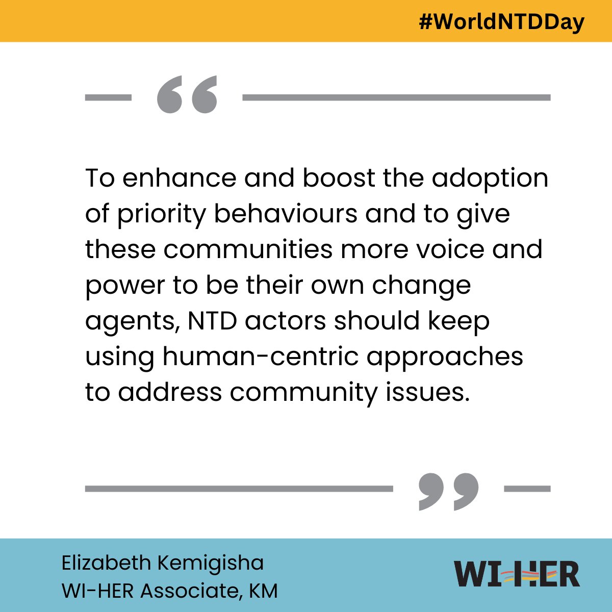 WI-HER's @KKagumaho answers the question: What do you think the global development community needs to know about addressing, preventing, and eliminating NTDs? #WorldNTDDay #HumanCentric