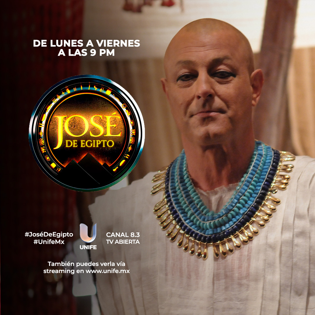 UnivMx's tweet photo. ¡No te pierdas cada detalle de esta increíble historia!

#JoséDeEgipto, de lunes a viernes a las 9 p. m., solo en #UnifeMx, canal 8.3, TV abierta. O por streaming en https://t.co/84OZ1pHjBj https://t.co/7lAX8dBpj5