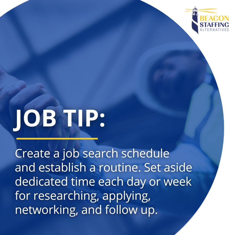 BeaconStaffing_'s tweet photo. Developing a structured job search routine to enhance your efforts is key to the success of your job application process. 

Ready to put this advice to use? Check out our career portal for interview-worthy opportunities! https://t.co/vrYxGx73tt. https://t.co/ItaTRRFvhb