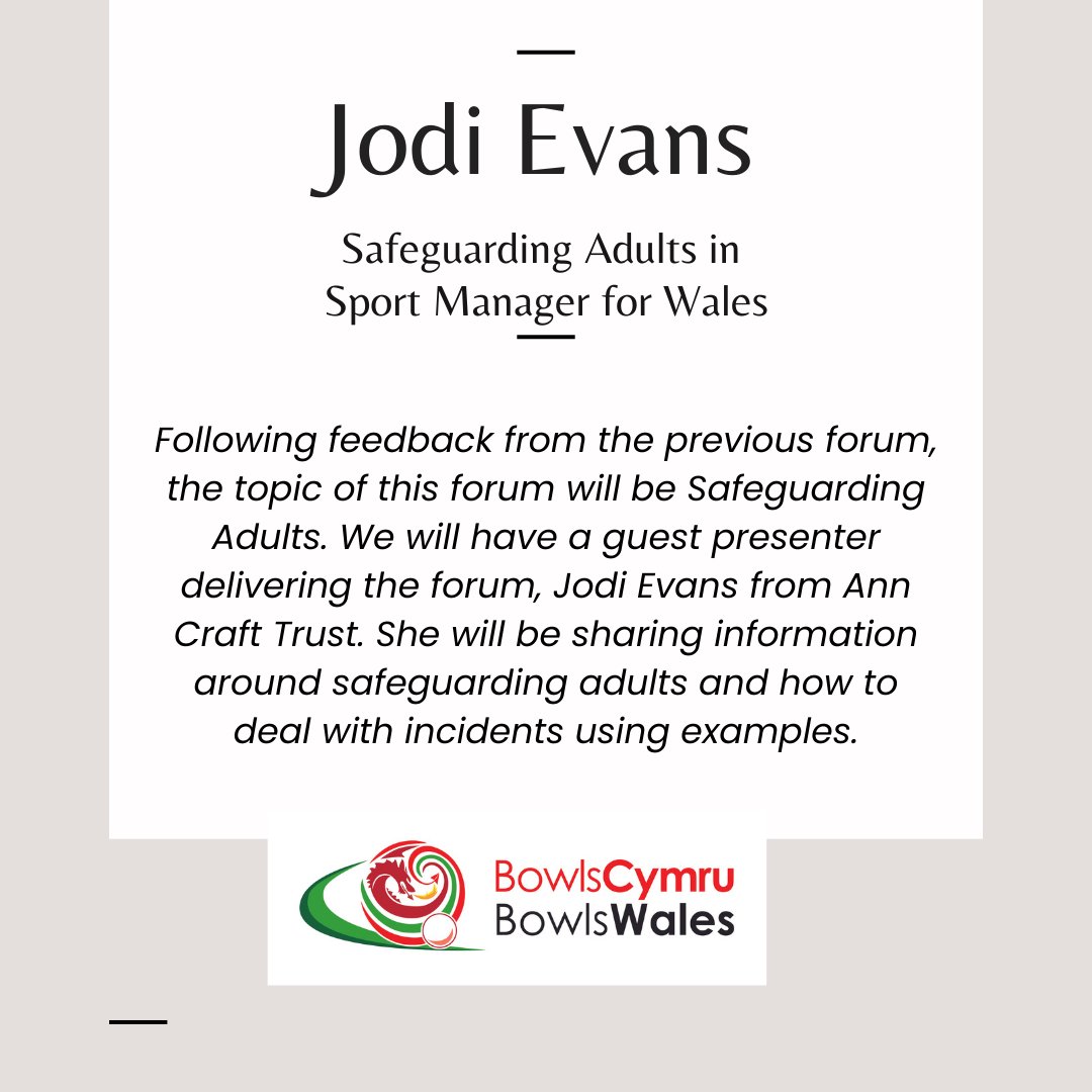 We are pleased to be offering another Safeguarding forum for all club safeguarding and welfare officers. Date: Thursday 22nd February at 6pm online via zoom. If you would like to attend, please can you confirm your attendance via email by 19/02/24. 📧- Safeguarding@bowlswales