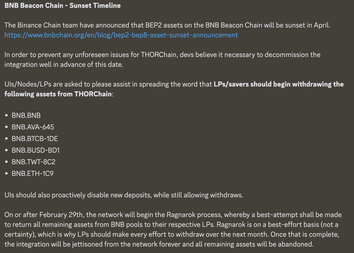 Catch-up on the Beacon Chain retirement announcement with our friends at  @THORChain ⤵️