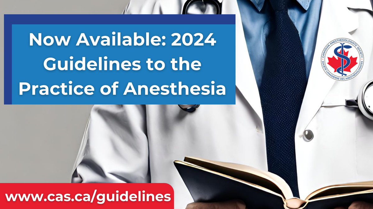 📚 Now Available: The 2024 edition of the 'Guidelines to the Practice of Anesthesia.' Dive into these comprehensive guidelines for invaluable insights, evidence-based recommendations, and best practices. @cja_journal 👉cas.ca/guidelines