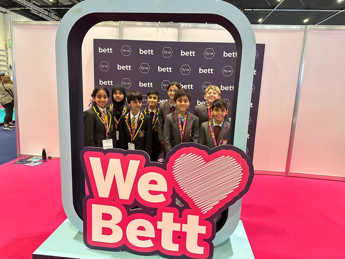 Some of our Pupil Digital Leaders have arrived at #BettShow2024.  They are excited to explore and will be feeding back to us about new opprtunities.  They will also be on our stand, FS16, sharing their experiences of how our digital strategy has enhanced their learning.
