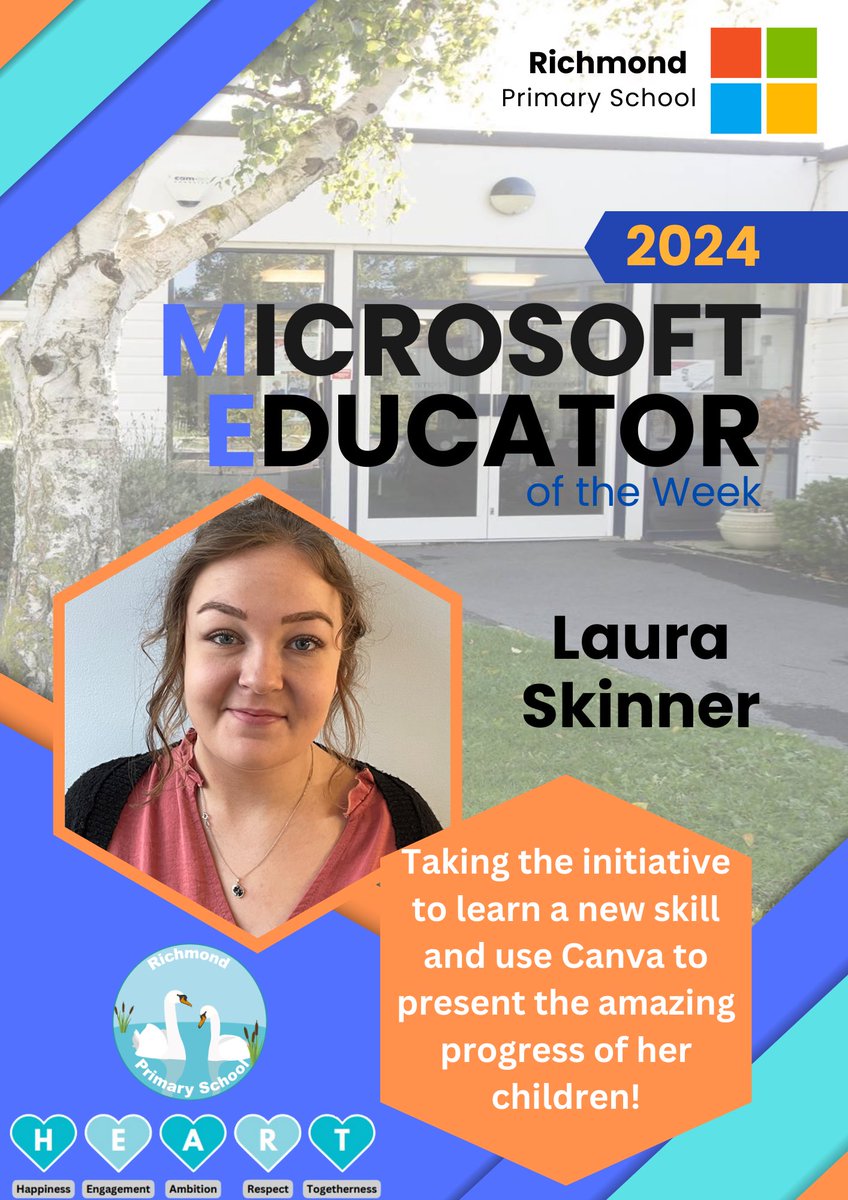 Congratulations to our ME of the Week, Ms Skinner For excellent use of @canva @MicrosoftEDU @MicrosoftLearn tools & #technology @MicrosoftTeams to provide #equitable #learning opportunities for all our staff & children! #MIEExpert #edtech #TrustInStour @OneNoteEDU #inclusion
