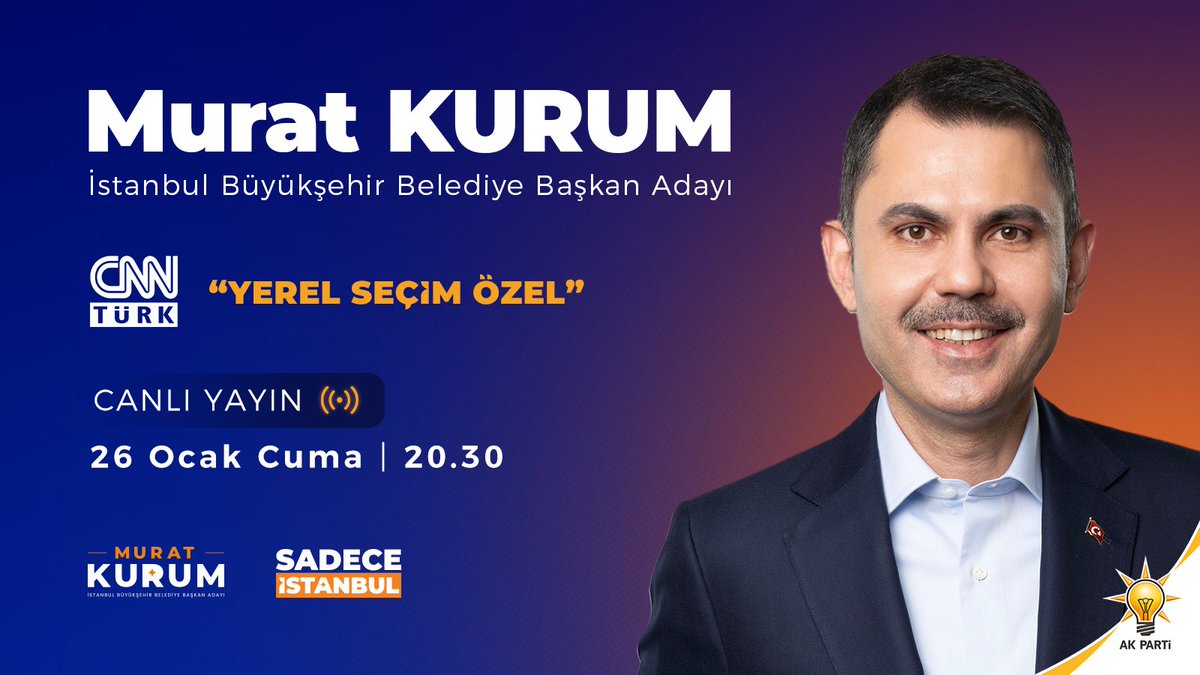 Bu akşam saat 20.30'da CNN Türk ekranlarına sizleri bekliyorum. İstanbul için konuşacak çok projemiz var.