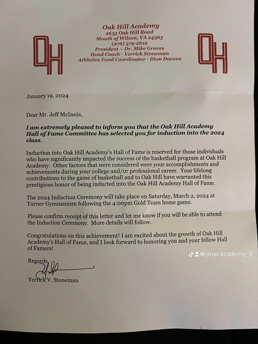 mcnasty_0's tweet photo. Honored to be selected to the Oak Hill Hall of Fame 2024 with some of my brothers, to God be the Glory 🙏🏾 https://t.co/arFPNHtH5t