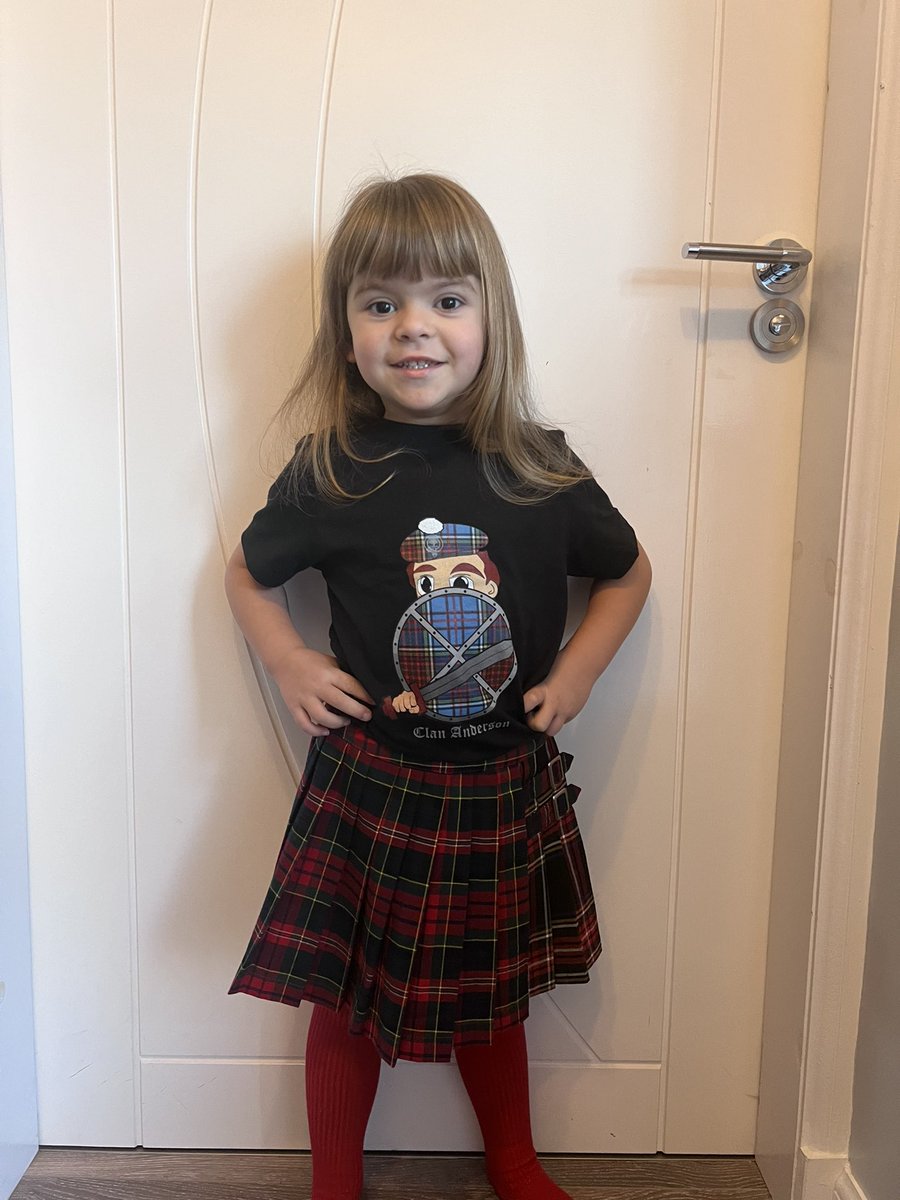 KristineIMA's tweet photo. Kara was still wanting to be involved in the Scottish day and put her tartan on she was going to wear to nursery today  @NewMonklandNC https://t.co/Gklrpr0G2o