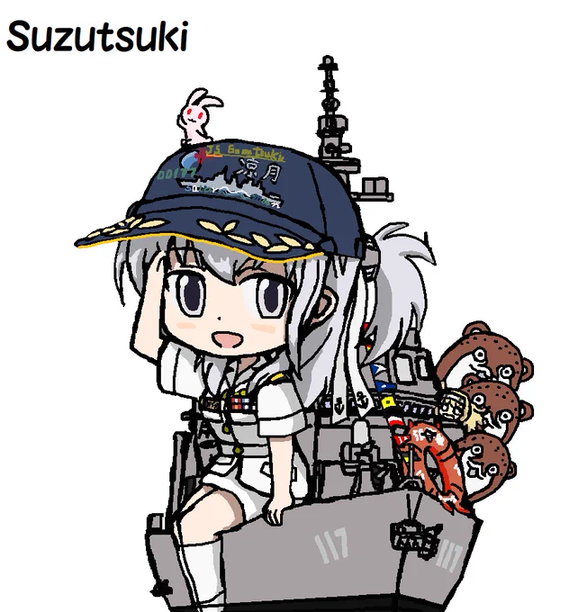 #これを見た人は自分の看板娘の画像を貼れ#艦これ 「#加賀」と護衛艦「#かが」ver艦これ 「#涼月」の護衛艦「#すずつき」ver当鎮守府オリジナルのさくやちゃん#艦船めぐり さんの「#くれない5」のイラストに描いた女の子。 