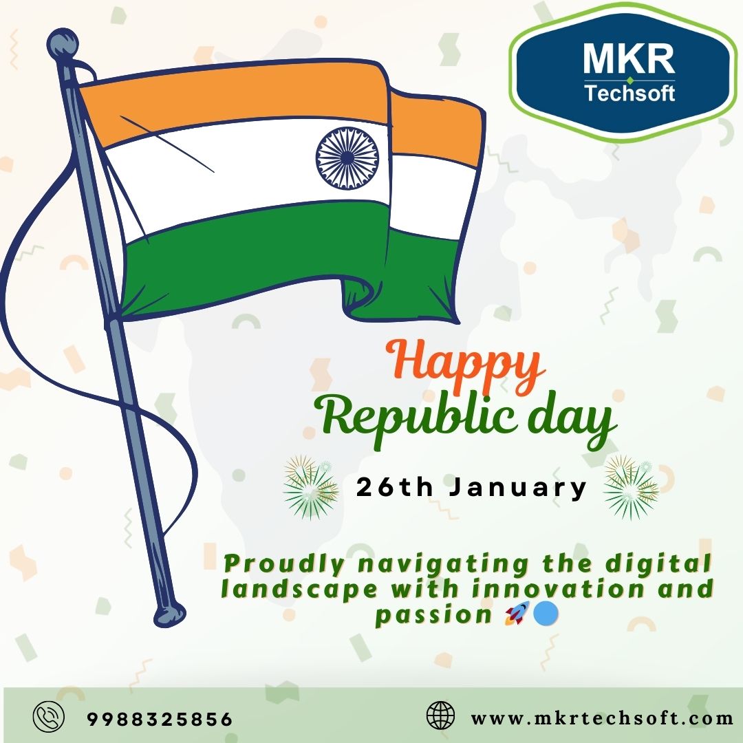 Mkrtechsoftasr's tweet image. MKR Techsoft wishes you pride, joy, and prosperity as we honor the essence of our incredible nation.

#republicday #26january #india #jaihind #office #viral #trending