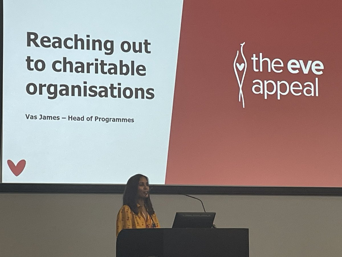 It is so great to hear from <a href="/eveappeal/">The Eve Appeal</a> represented by the incredible <a href="/VasLondon/">Vas James</a>. The charity sector does so much to help our research reach out into society and become meaningful to the people that we care for. Thank you for all you do. <a href="/BlairBellRS/">Blair Bell Research Society</a>