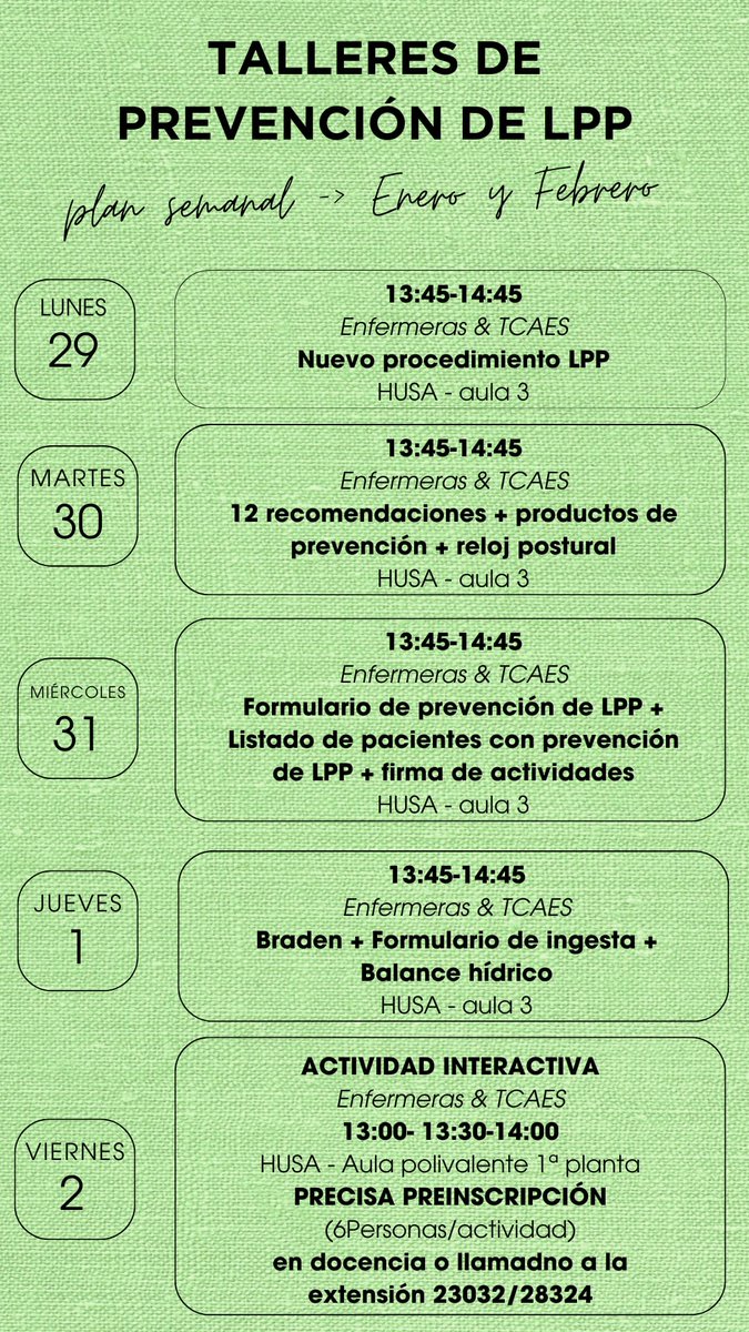 No te puedes perder los próximos talleres de prevención de LPP. Si los realizas todos, ¡están homologados!
¡Os esperamos!