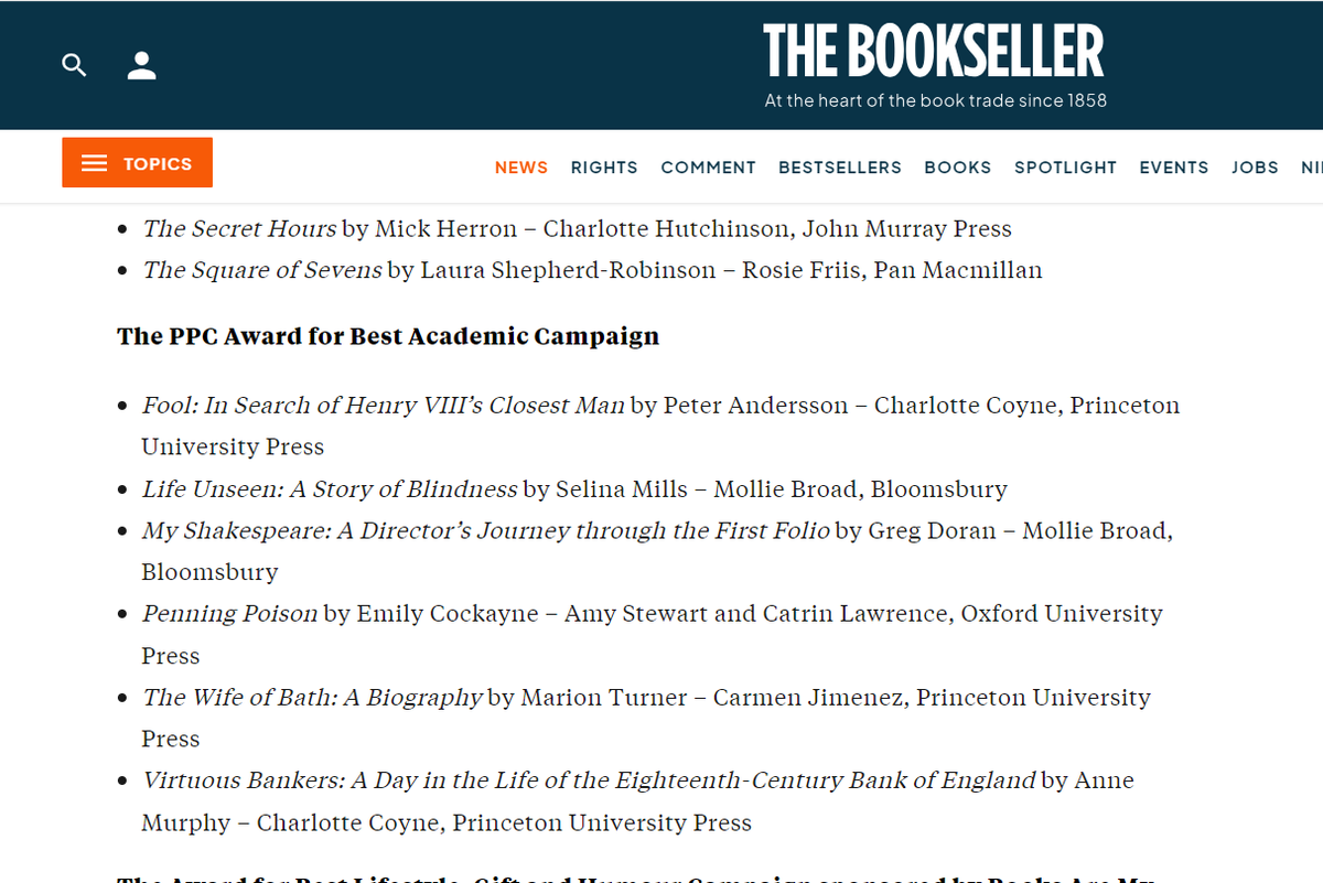 CoynieReads's tweet photo. Delighted to have been shortlisted TWICE for the @publicitycircle awards for Best Academic Campaign for Virtuous Bankers and Fool! What an honour!

And thank you to @18thc_finance and Peter Andersson for writing such fantastic history books to get to work on in the first place! https://t.co/KYA0kM2zeV