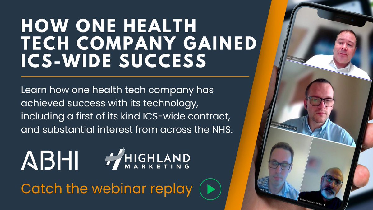 Want to find out how one #healthtech company achieved ICS-wide success? Catch the replay of the latest in our series with @UK_ABHI and discover more about this real-world success story: lnkd.in/ezzF-G_t #ICS #NHS @C2AI1 @innovationnwc @innovation_mike @MatthewTDarcy