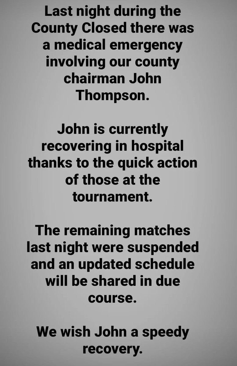 NbriaSquash's tweet photo. An update on last night at the county closed.

We will keep you all updated on the situation.

We all wish John a quick recovery ❤️ https://t.co/LjzsuDAkfb