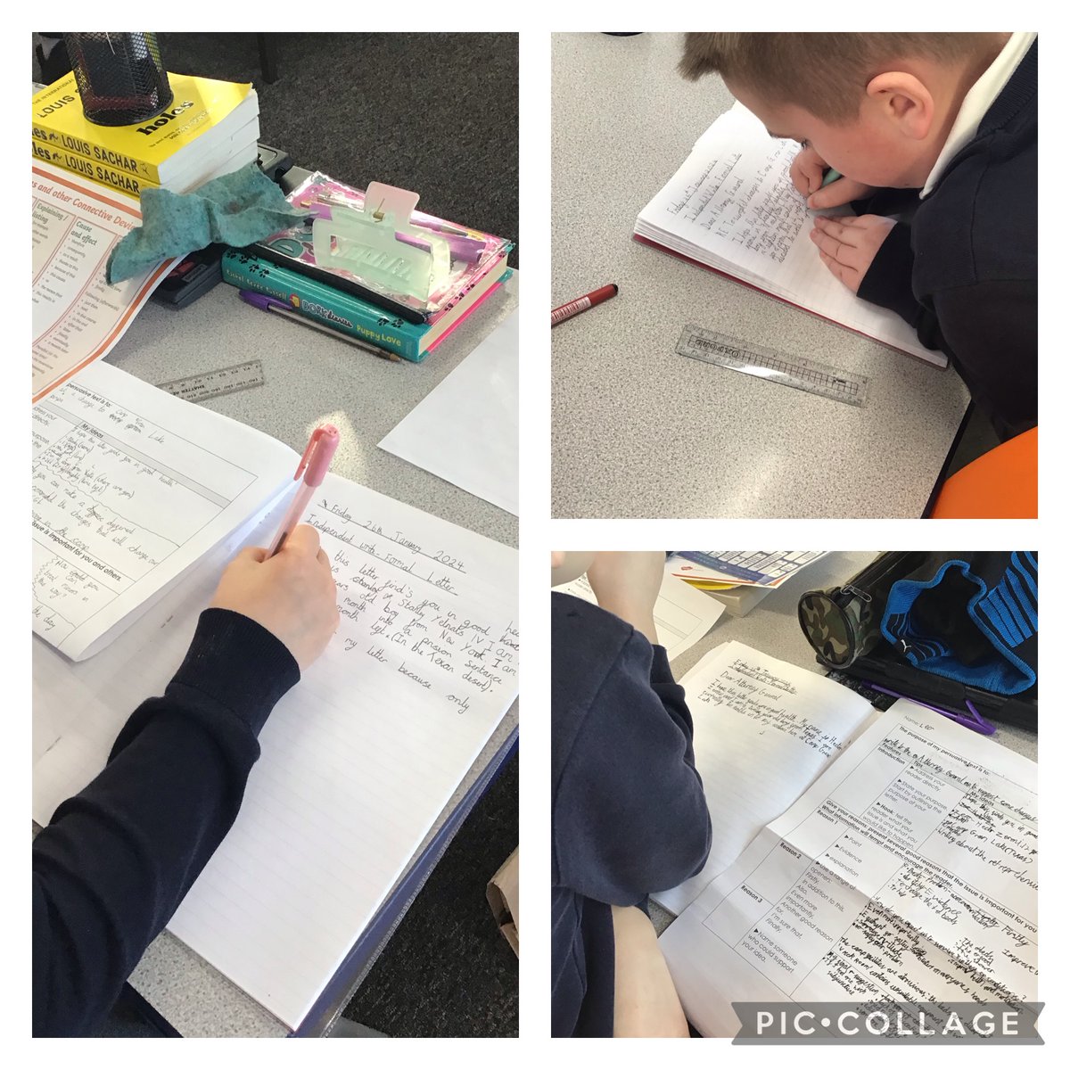 StHelensYear5's tweet photo. First drafts in full swing in Year 6 this morning. We are writing persuasive formal letters in the role of a prisoner at Camp Green Lake! @PrincipalSTH @STHAssistantHT https://t.co/7tpXNO7edu
