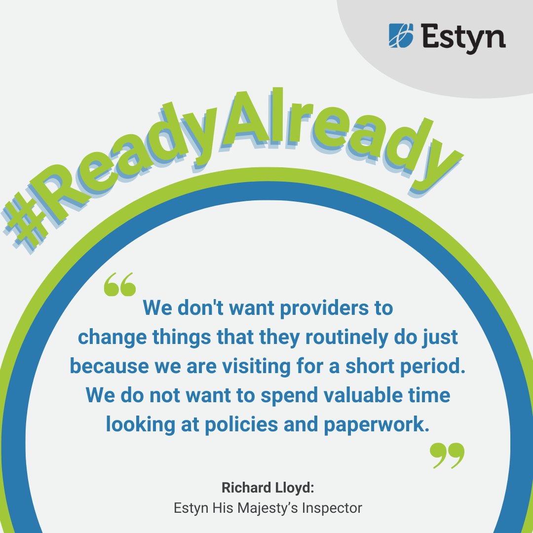 EstynHMI's tweet photo. We hope our new #ReadyAlready campaign will reassure you about our inspections. Just teach as you always teach day to day. That is what we want to see when we visit. https://t.co/S2jLU3Pipo
