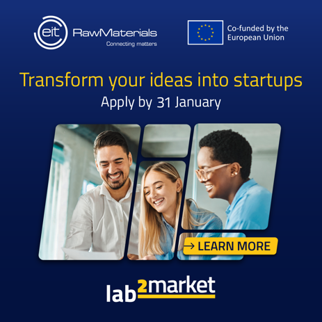 ⏰ Only a few days left! 🌍 Ready to turn your research into a thriving business? Apply now for the ultimate gateway to entrepreneurship!
💡Unleash your passion, build essential skills, and connect with a powerful network with #Lab2Market  
Apply here: eitrawmaterials.eu/lab2market/