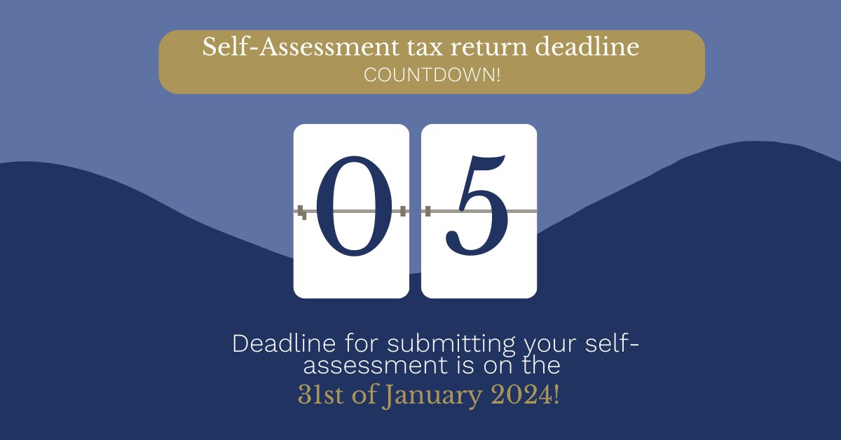 douglashomeco's tweet photo. 📅With just 5 days left until the self-assessment tax deadline on January 31st, now's the time to ensure everything is in order. Take advantage of the weekend to prepare your documents and details for a smooth submission. https://t.co/rvsqskliGW