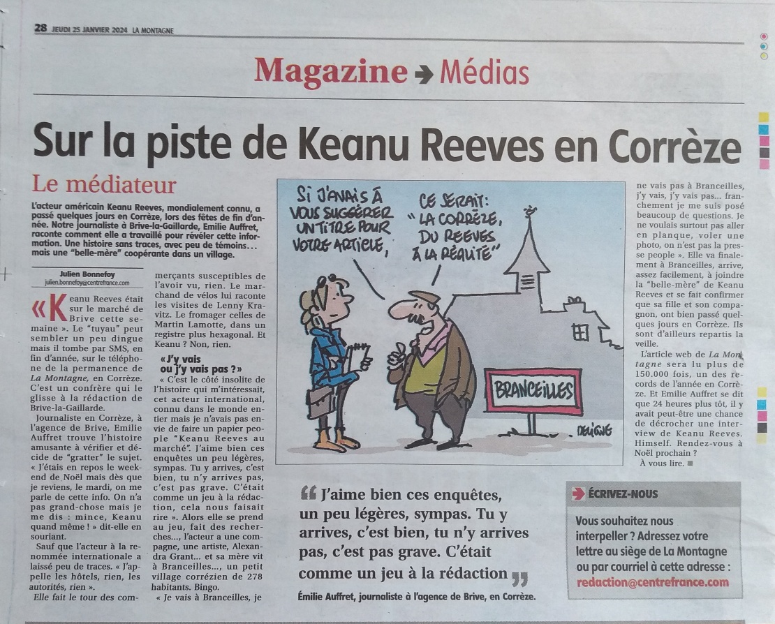 grat4ton's tweet photo. @mr_reeves_blog Keanu était en France à Noël, in journal La Montagne https://t.co/yhXdavLq8V